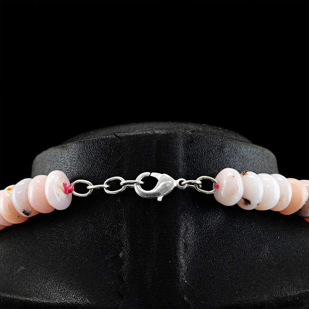 gemsmore:Natural Pink Australian Opal Necklace Round Shape Untreated Beads