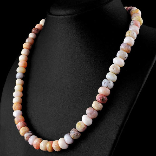 gemsmore:Natural Pink Australian Opal Necklace Untreated 20 Inches Long Round Beads