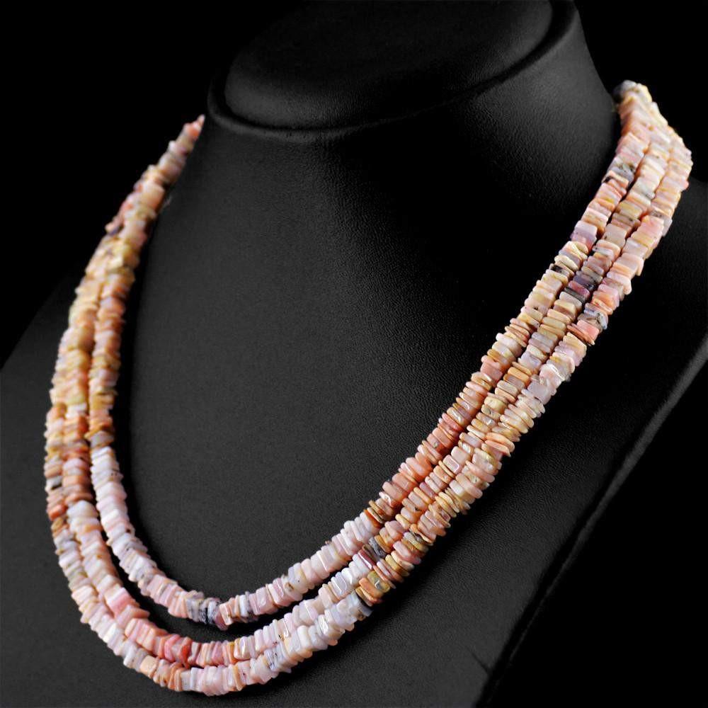 gemsmore:Natural Pink Australian Opal Necklace Untreated Beads