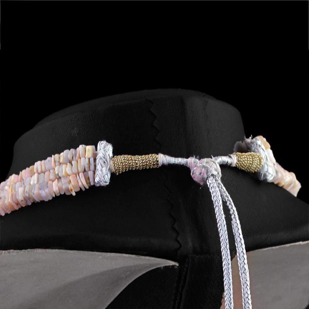 gemsmore:Natural Pink Australian Opal Necklace Untreated Beads