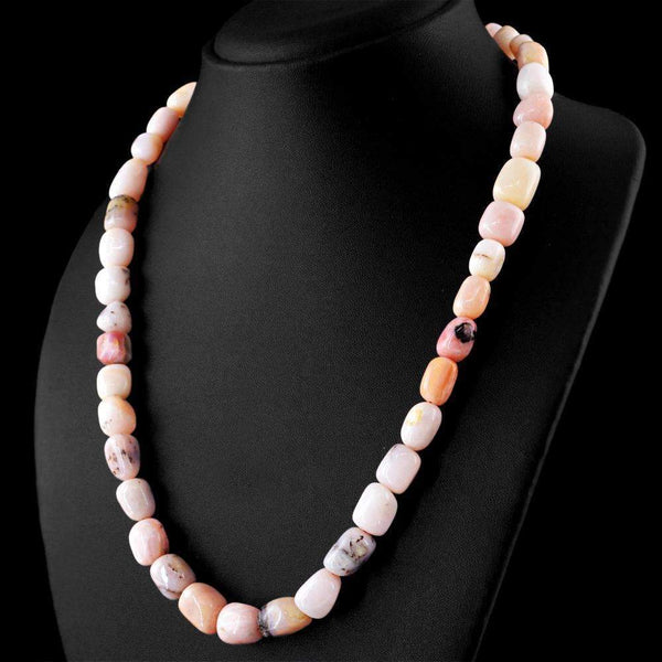 gemsmore:Natural Pink Australian Opal Necklace Untreated Beads