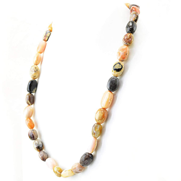 gemsmore:Natural Pink Australian Opal Necklace Untreated Beads