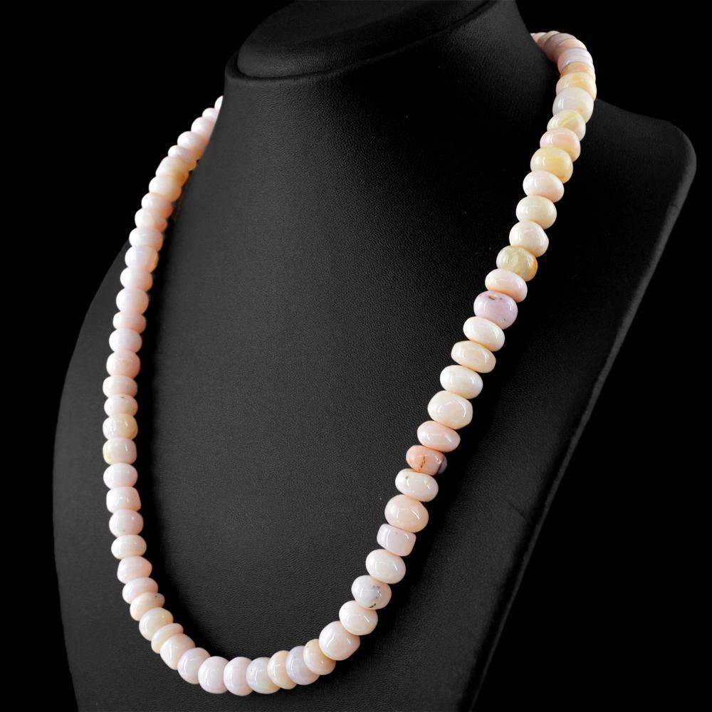 gemsmore:Natural Pink Australian Opal Necklace Untreated Round Beads