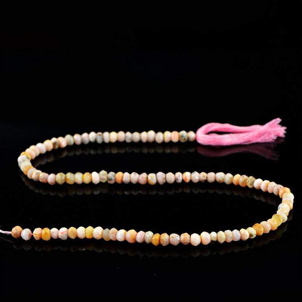 gemsmore:Natural Pink Australian Opal Round Cut Beads Strand