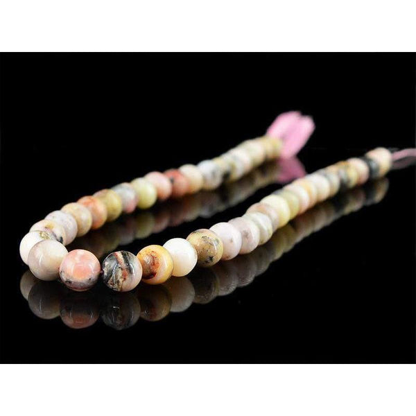 gemsmore:Natural Pink Australian Opal Round Shape Beads Strand