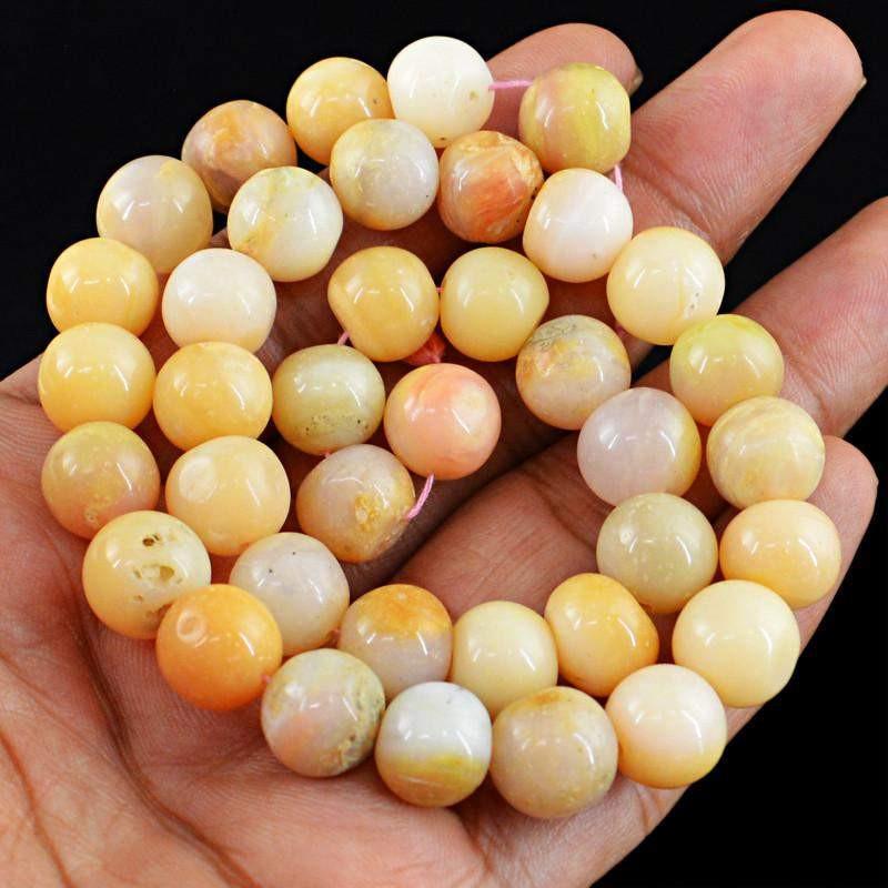 gemsmore:Natural Pink Australian Opal Strand Round Shape Drilled Beads