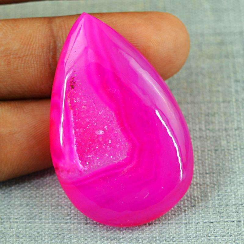 gemsmore:Natural Pink Druzy Onyx Gemstone - Pear Shape