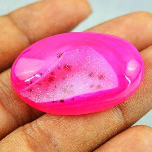 gemsmore:Natural Pink Druzy Onyx Gemstone Oval Shape