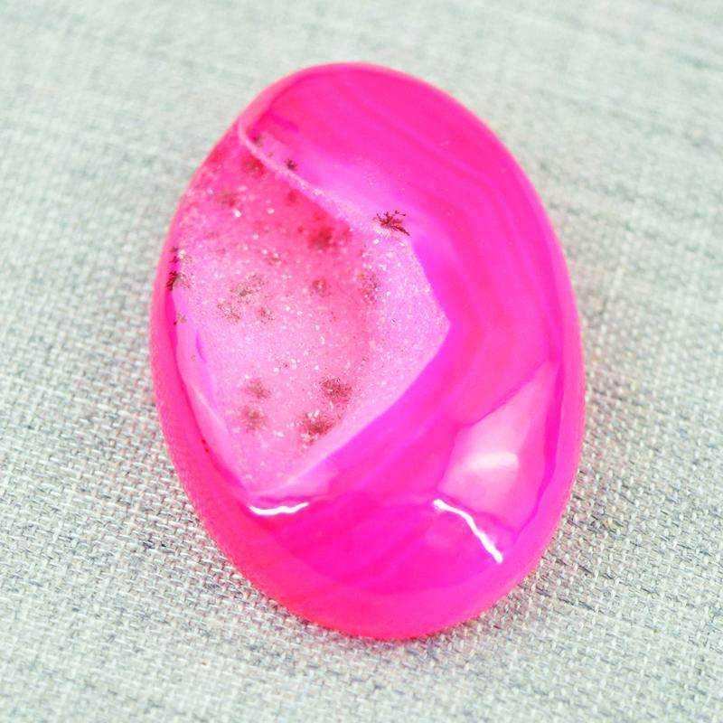 gemsmore:Natural Pink Druzy Onyx Gemstone Oval Shape
