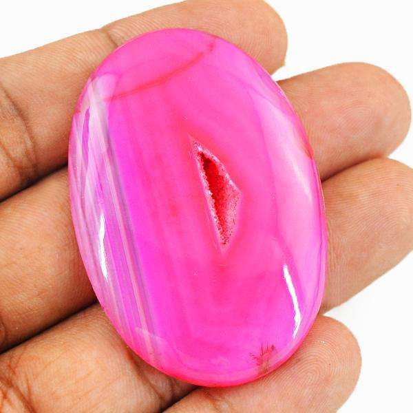 gemsmore:Natural Pink Druzy Onyx Oval Shape Loose Gemstone