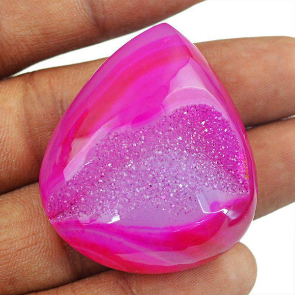 gemsmore:Natural Pink Druzy Onyx Pear Shape Loose Gemstone