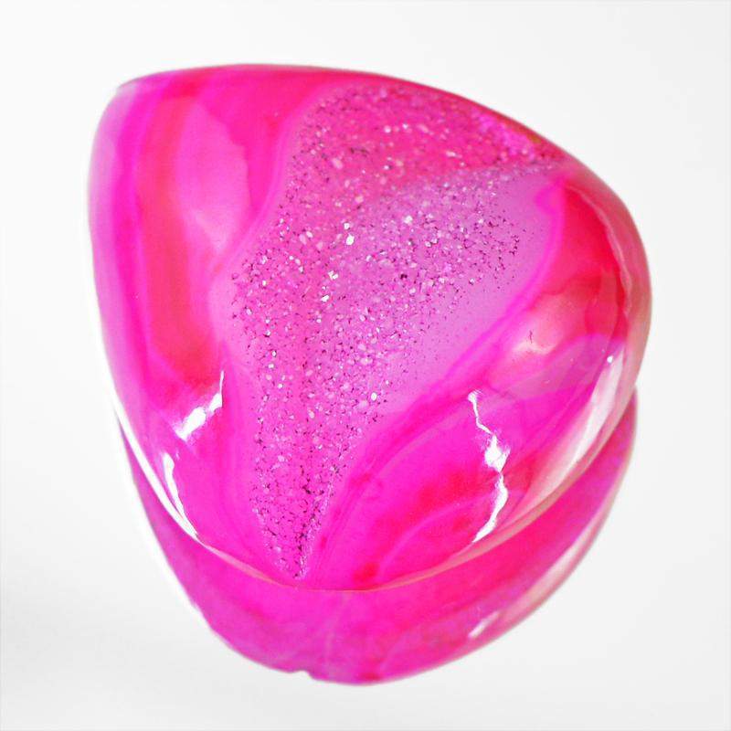 gemsmore:Natural Pink Druzy Onyx Pear Shape Loose Gemstone