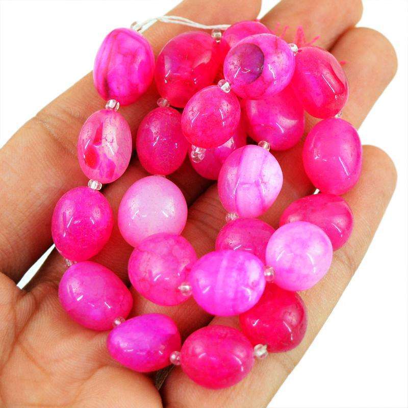 gemsmore:Natural Pink Onyx Beads Strand - Untreated Drilled