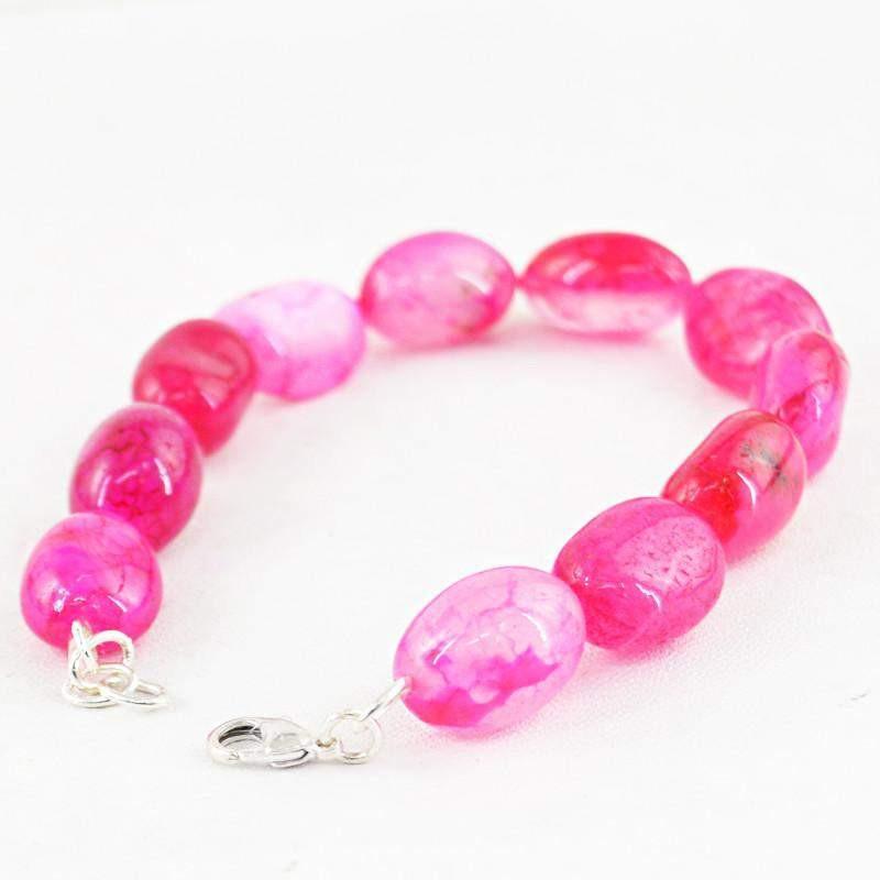 gemsmore:Natural Pink Onyx Bracelet Untreated Beads