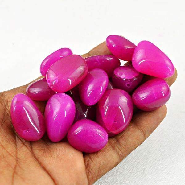 gemsmore:Natural Pink Onyx Drilled Beads Lot