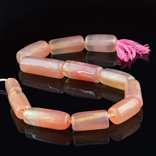 gemsmore:Natural Pink Onyx Drilled Beads Strand