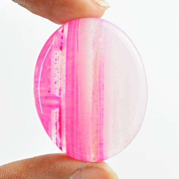 gemsmore:Natural Pink Onyx Healing Palm Oval Shape Gemstone