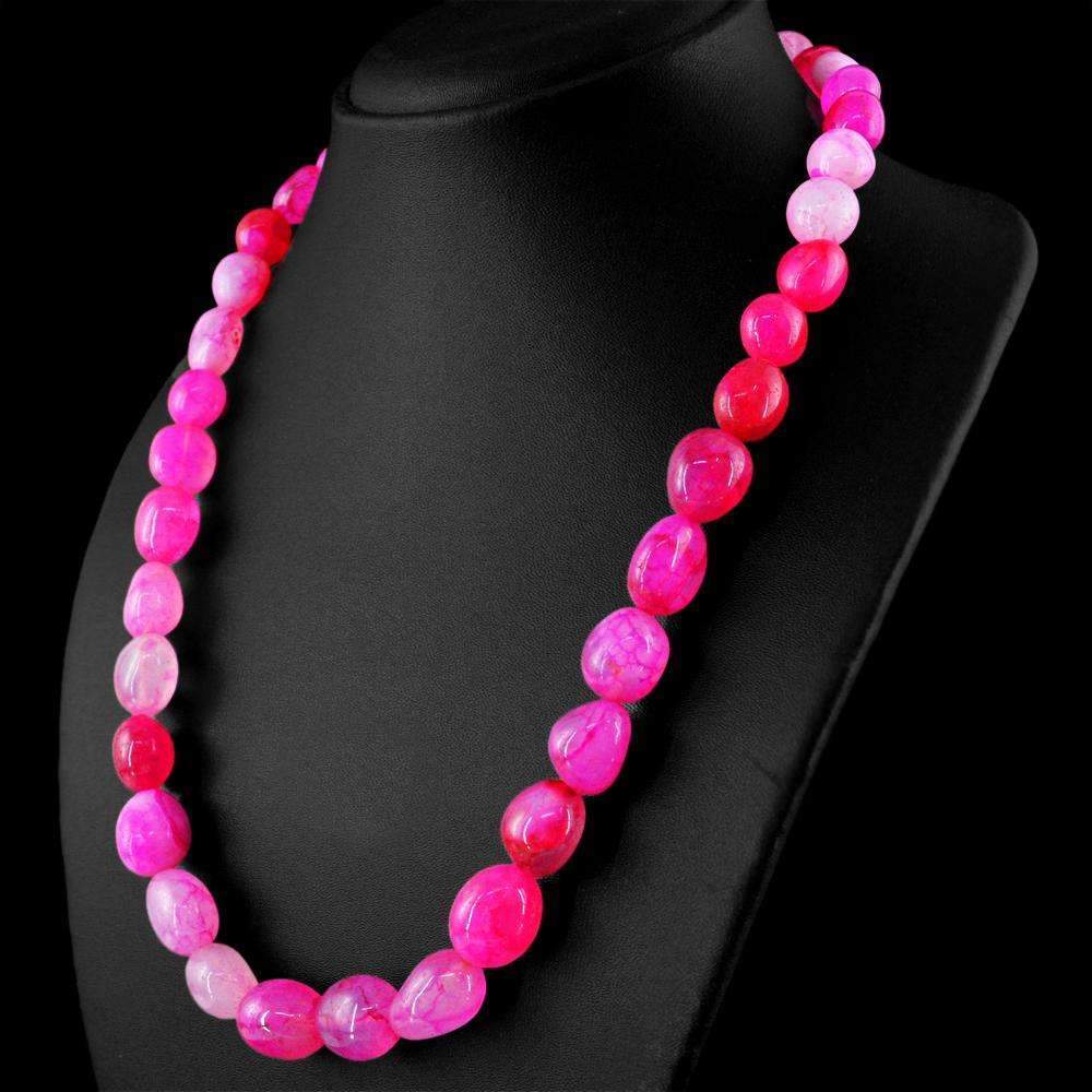 gemsmore:Natural Pink Onyx Necklace - 20 Inches Long Untreated Beads