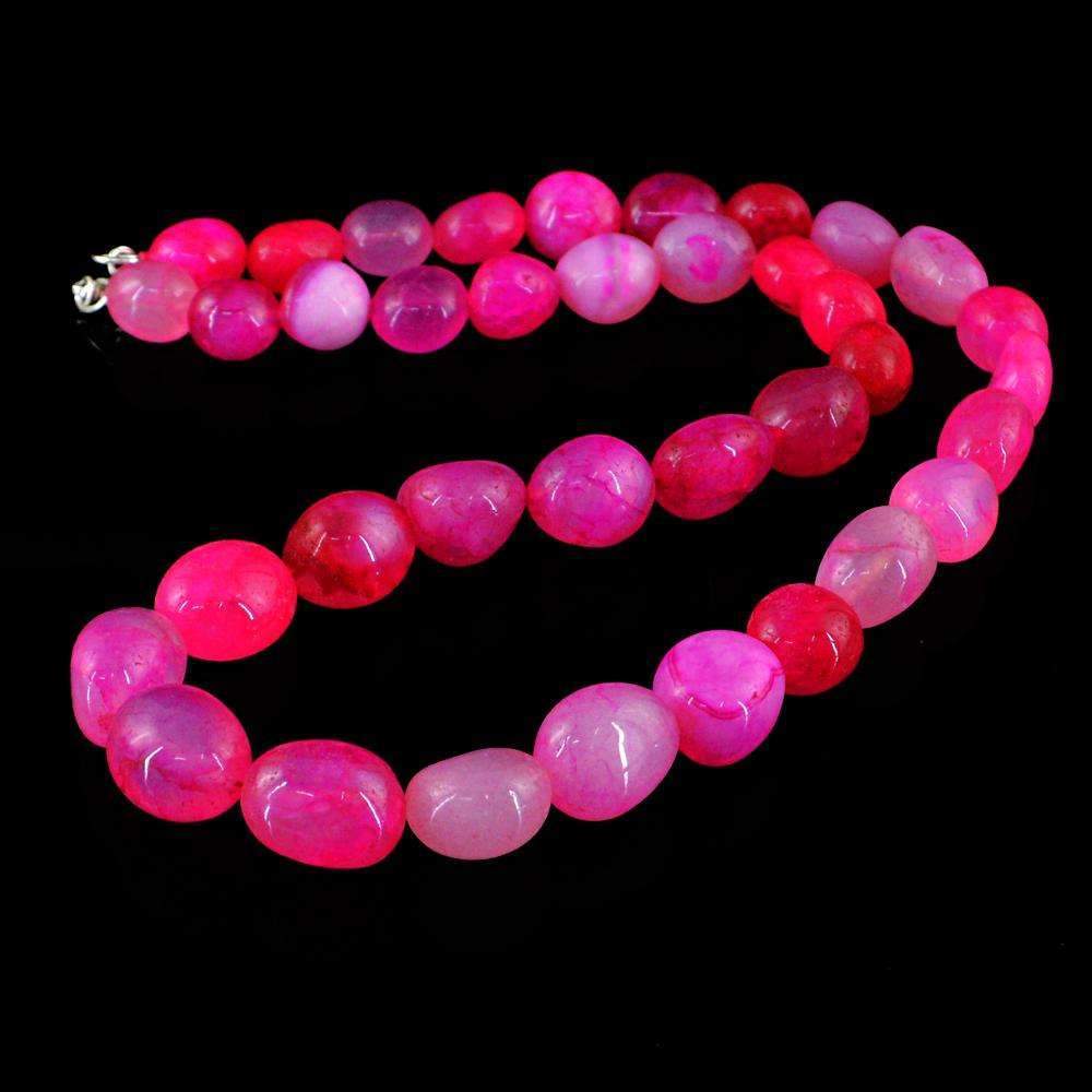 gemsmore:Natural Pink Onyx Necklace - 20 Inches Long Untreated Beads