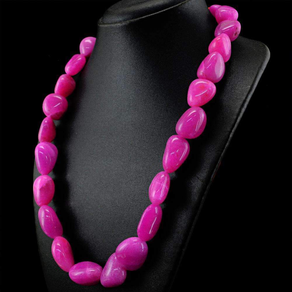 gemsmore:Natural Pink Onyx Necklace 20 Inches Long Untreated Beads