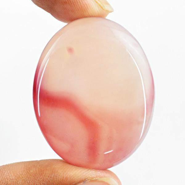 gemsmore:Natural Pink Onyx Oval Shape Healing Palm Gemstone