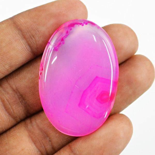 gemsmore:Natural Pink Onyx Oval Shape Healing Palm Gemstone