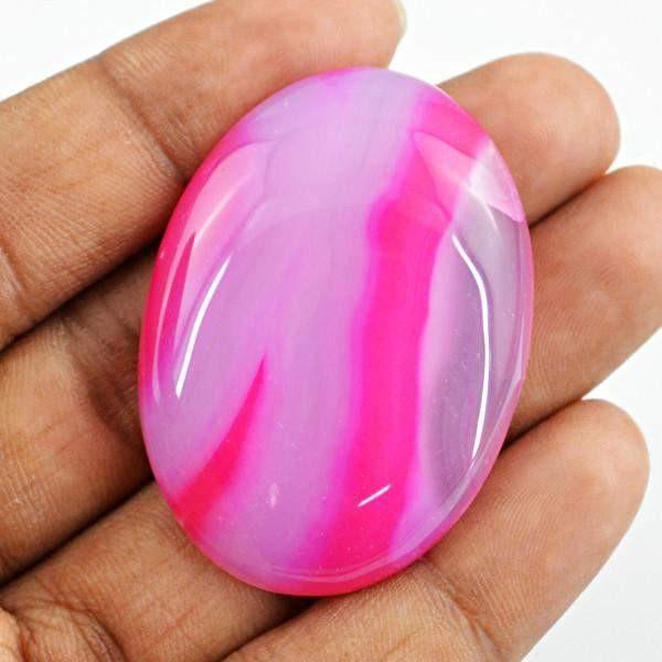 gemsmore:Natural Pink Onyx Oval Shape Plum Cabochon