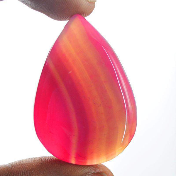 gemsmore:Natural Pink Onyx Pear Shape Genuine Gemstone