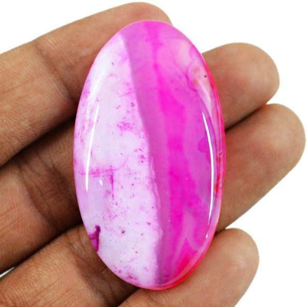 gemsmore:Natural Pink Onyx Worry Stone Untreated Oval Shape Gemstone