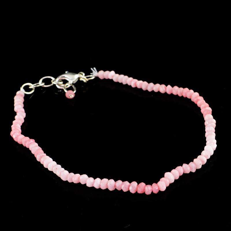 gemsmore:Natural Pink Opal Bracelet Round Shape Faceted Beads