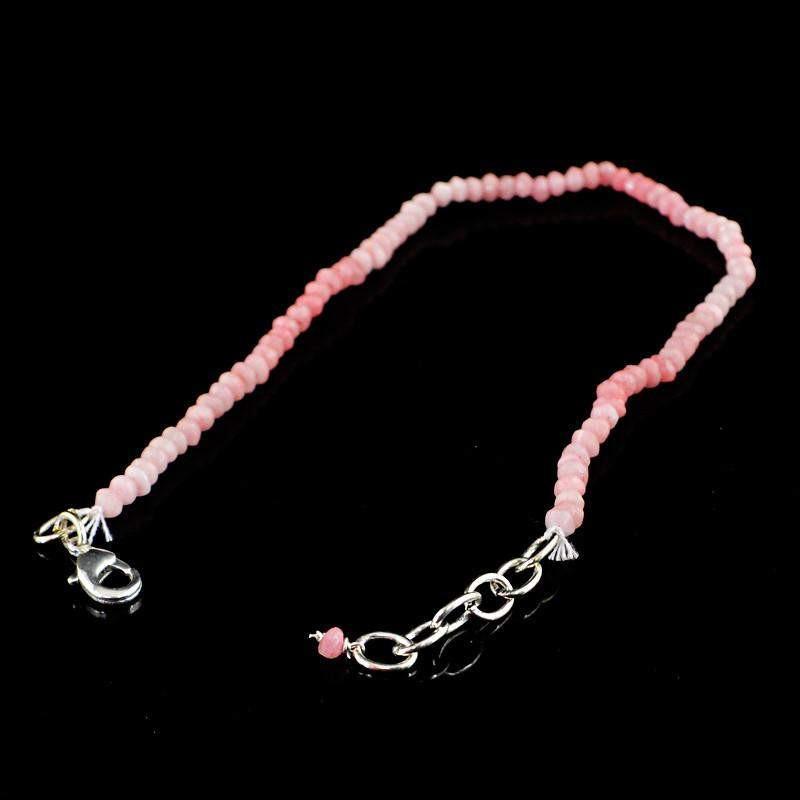 gemsmore:Natural Pink Opal Bracelet Round Shape Faceted Beads