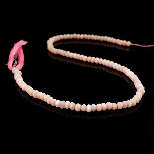 gemsmore:Natural Pink Opal Drilled Beads Strand - Faceted Round Shape