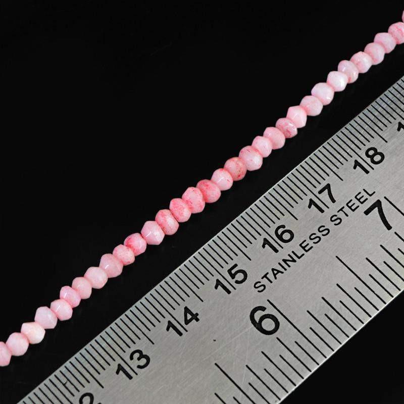 gemsmore:Natural Pink Opal Drilled Faceted Beads Strand