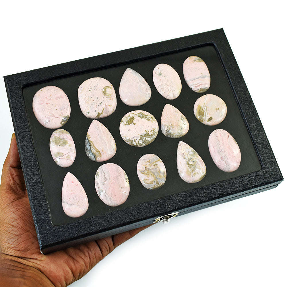 gemsmore:Natural Pink Rhodocrosite Untreated Gemstone Cabochon Lot