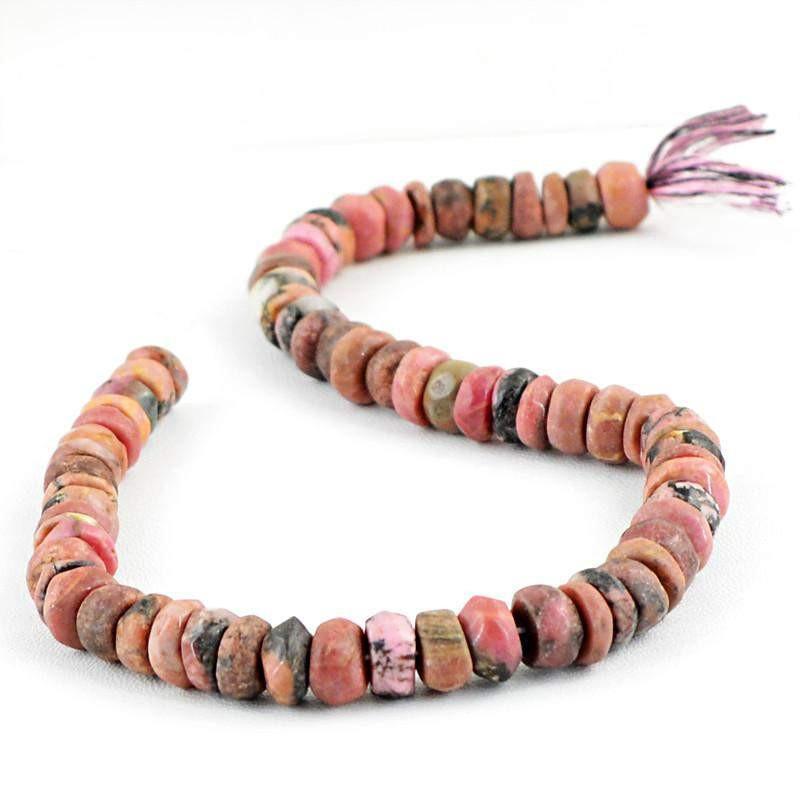 gemsmore:Natural Pink Rhodonite Round Shape Beads Strand