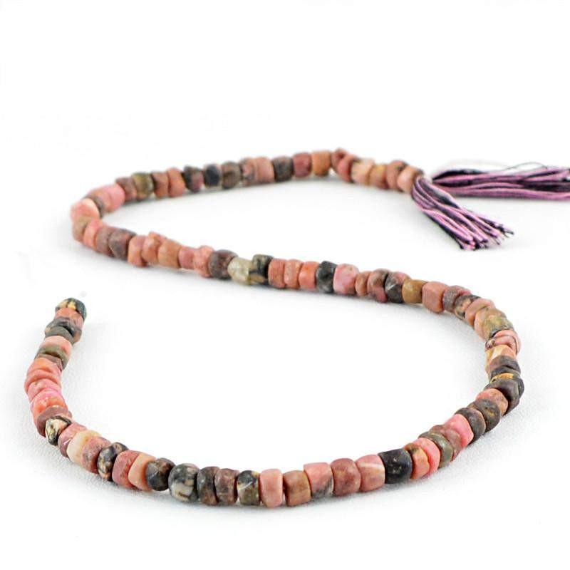 gemsmore:Natural Pink Rhodonite Untreated Round Beads Strand