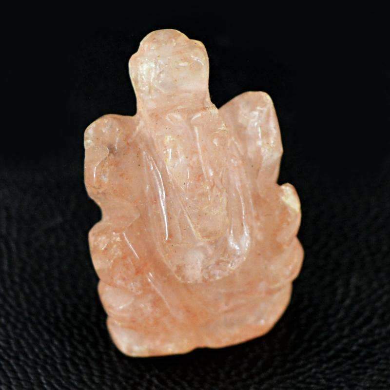 gemsmore:Natural Pink Rose QuaHand Carved Ganesha Gemstone