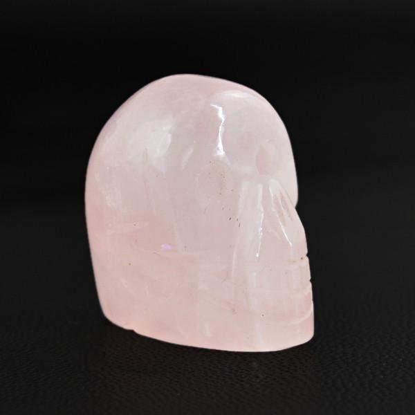 gemsmore:Natural Pink Rose Quartz Artisan Carved Skull Gemstone