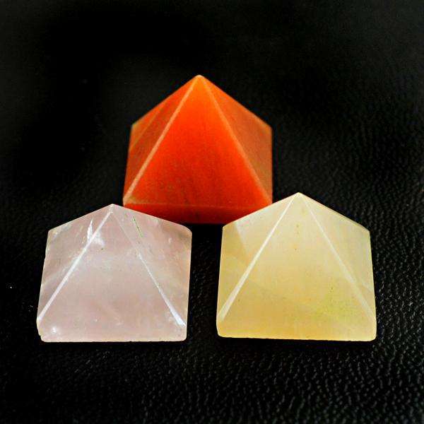 gemsmore:Natural Pink Rose Quartz & Aventurine Healing Pyramid Lot