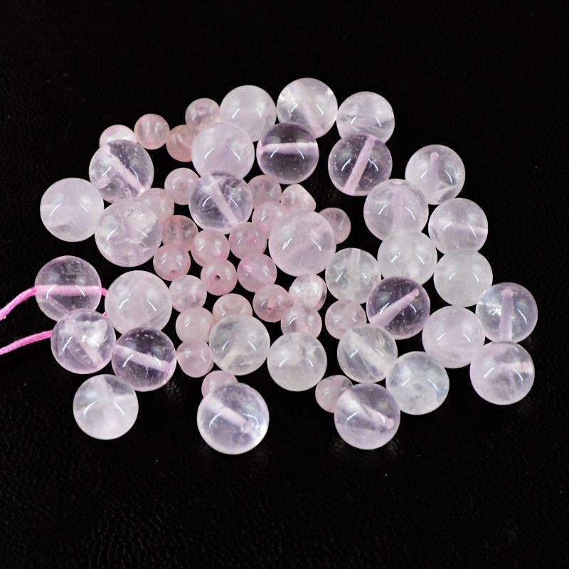 gemsmore:Natural Pink Rose Quartz Beads Lot - Drilled Round Shape