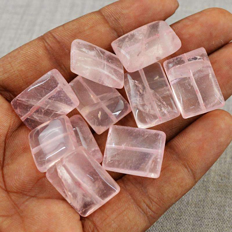 gemsmore:Natural Pink Rose Quartz Beads lot - Drilled