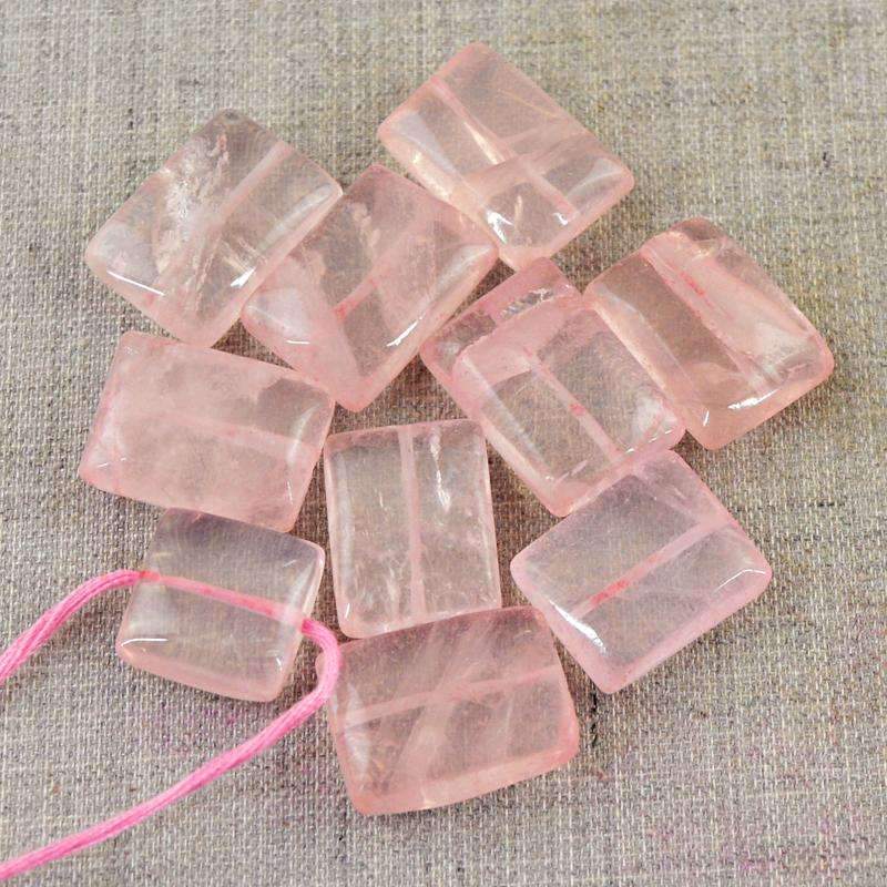 gemsmore:Natural Pink Rose Quartz Beads lot - Drilled