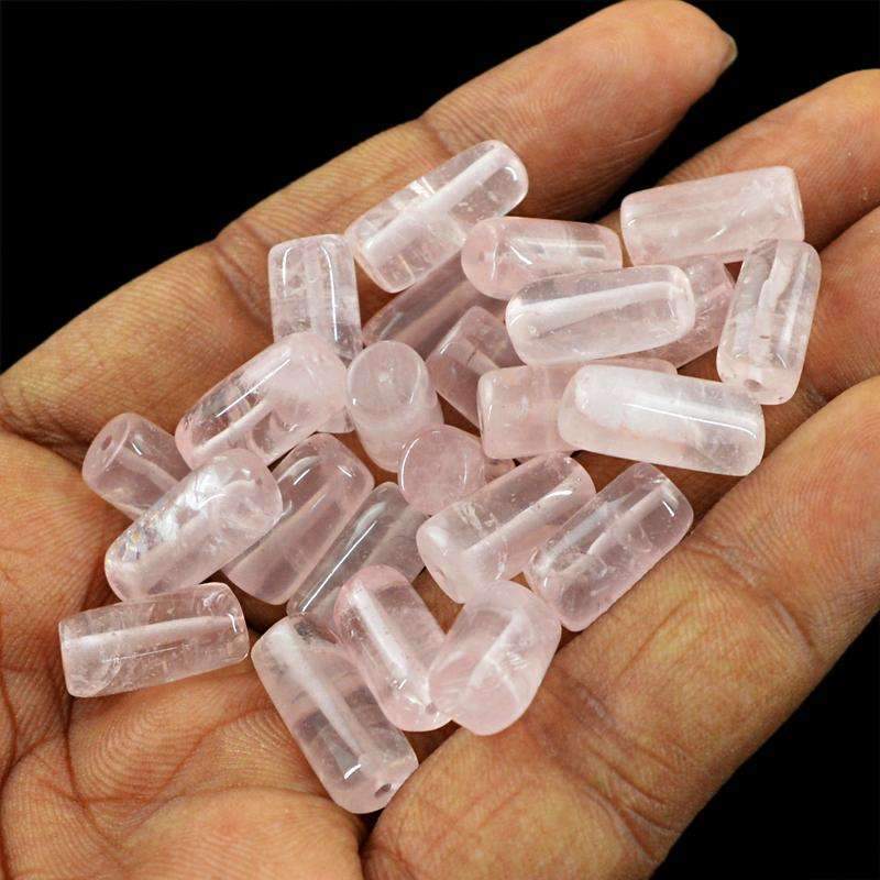 gemsmore:Natural Pink Rose Quartz Beads Lot - Drilled