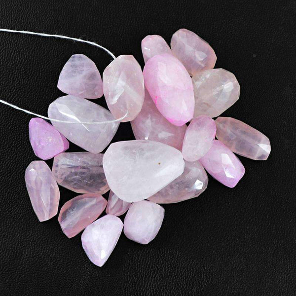 gemsmore:Natural Pink Rose Quartz Beads Lot - Faceted Drilled