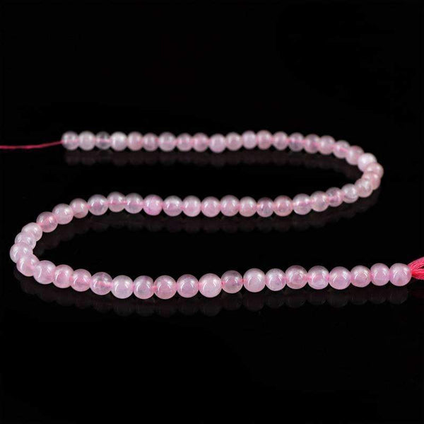 gemsmore:Natural Pink Rose Quartz Beads Strand - Round Shape Drilled