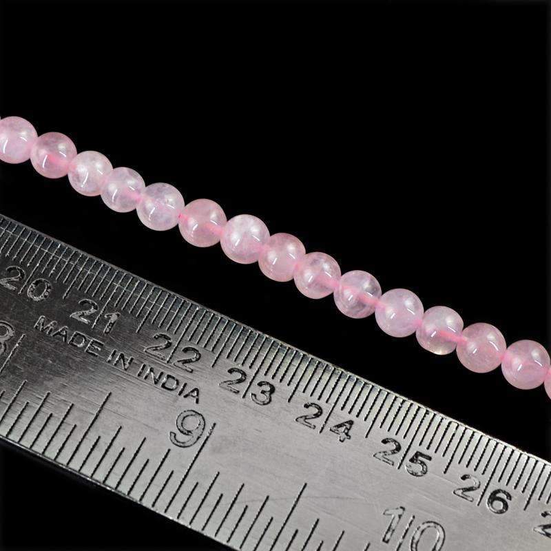 gemsmore:Natural Pink Rose Quartz Beads Strand - Round Shape Drilled