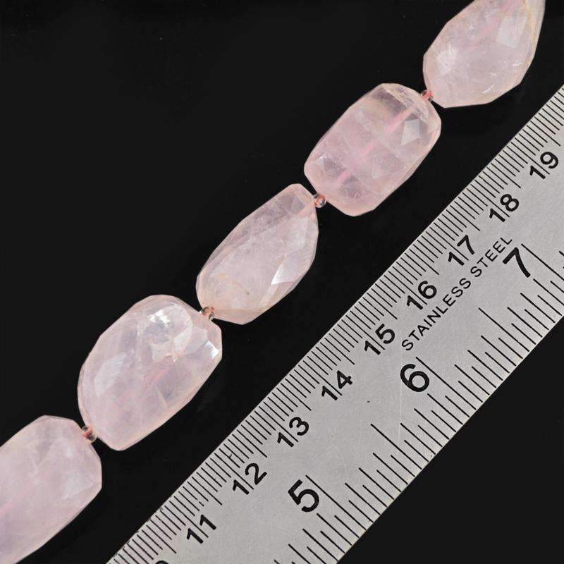 gemsmore:Natural Pink Rose Quartz Beads Strand Faceted Drilled