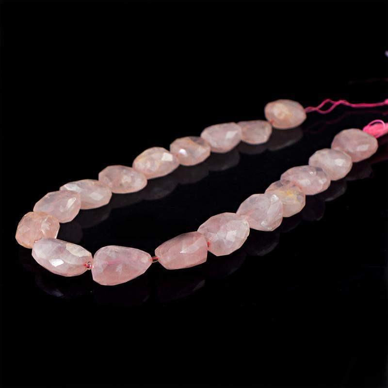gemsmore:Natural Pink Rose Quartz Beads Strand