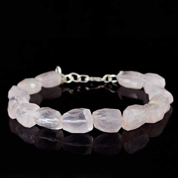 gemsmore:Natural Pink Rose Quartz Bracelet Faceted Beads