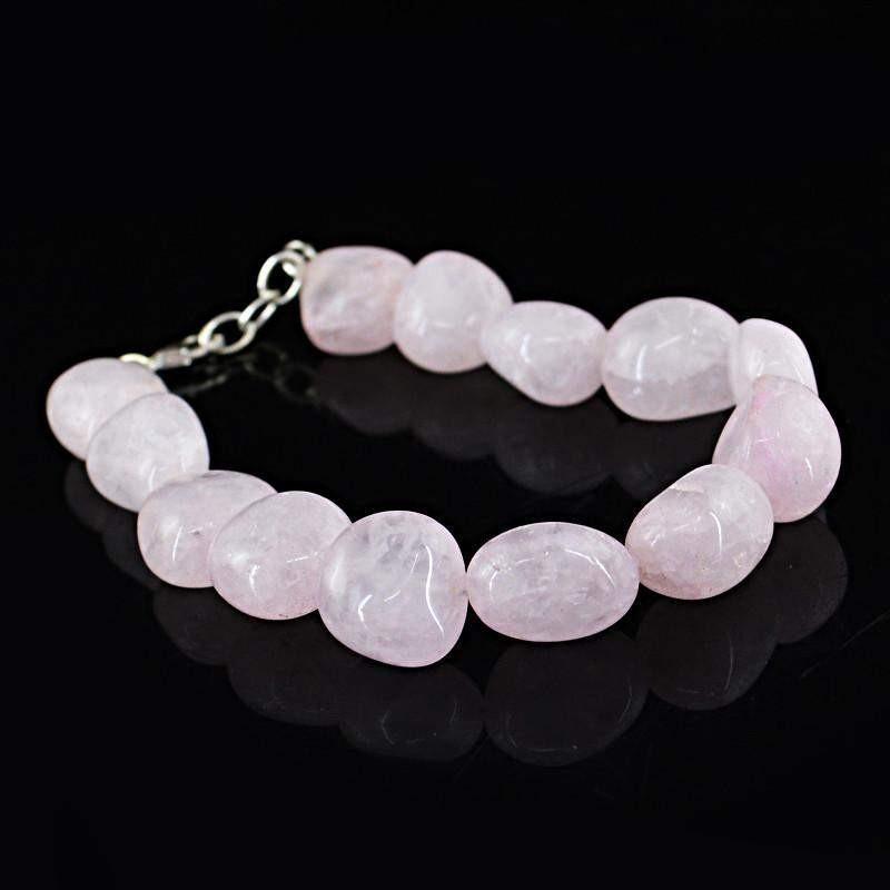 gemsmore:Natural Pink Rose Quartz Bracelet Genuine Beads